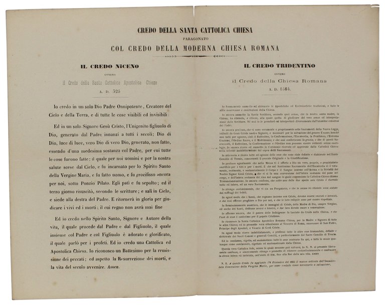 CREDO DELLA SANTA CATTOLICA CHIESA paragonato col CREDO DELLA MODERNA … | Immagine Gallery 2