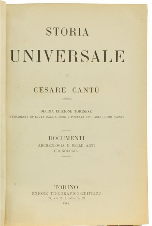 CRONOLOGIA. Documenti alla STORIA UNIVERSALE.