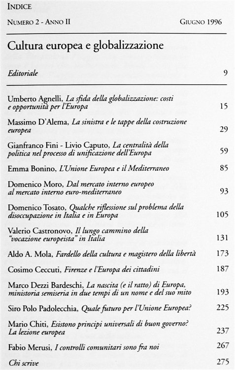 CULTURA EUROPEA E GLOBALIZZAZIONE - Quademi della Fondazione Piaggio, n. …