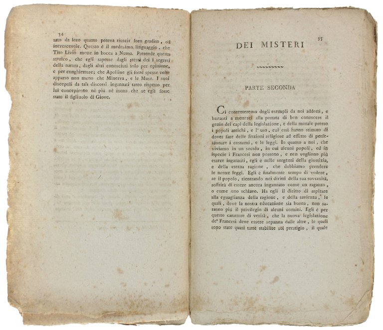 DEI MISTERI. Operetta politico – religiosa di Dupuy recata nell’italiana …