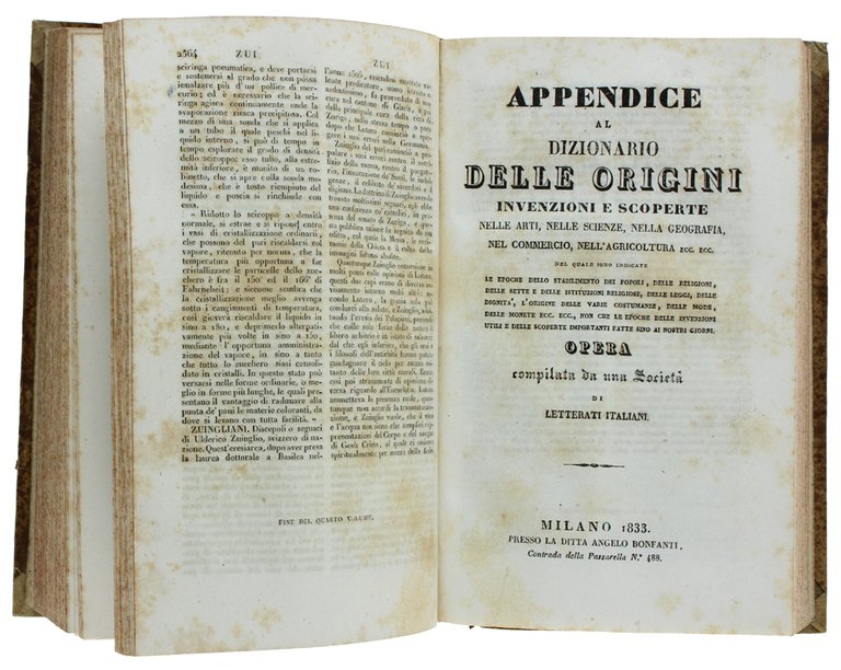 DIZIONARIO DELLE ORIGINI, Invenzioni e Scoperte nelle Arti, nelle Scienze, …