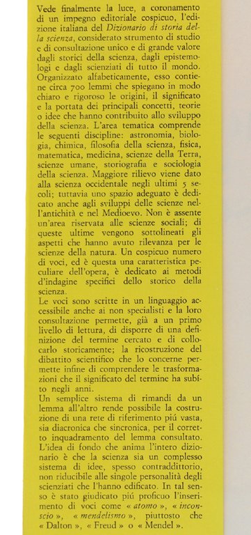 DIZIONARIO DI STORIA DELLA SCIENZA [ottimo stato]