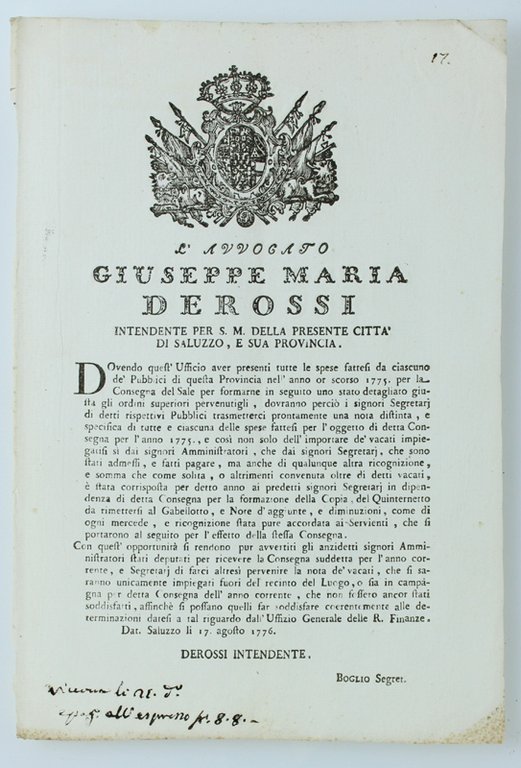DODICI MANIFESTI DEL GOVERNO SABAUDO 1759-1799 - formato 30x20 cm …