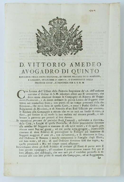 DODICI MANIFESTI DEL GOVERNO SABAUDO 1759-1799 - formato 30x20 cm …