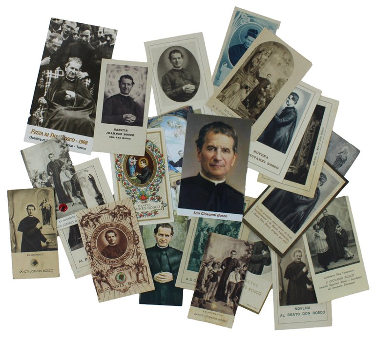 DON BOSCO: collezione di 28 SANTINI ANTICHI (4 con reliquia)