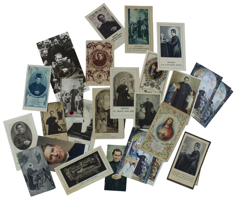 DON BOSCO: collezione di 28 SANTINI ANTICHI (4 con reliquia)