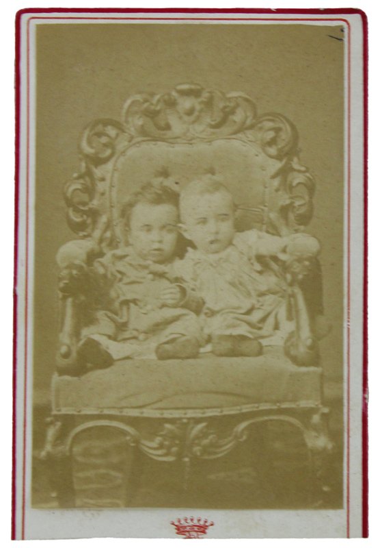 DUE BiMBI Foto vintage (1870 ca.) Schemboche photographe - Torino …