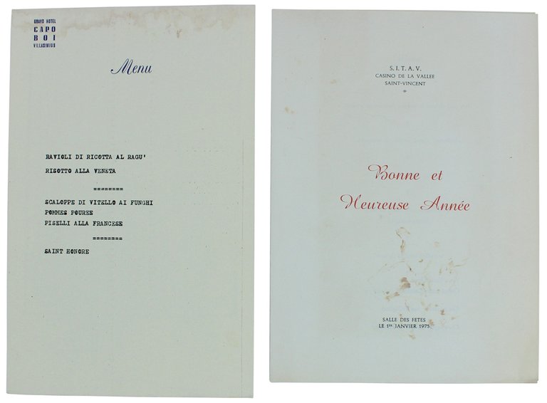 DUE MENU: VILLASIMIUS (1970?) + SAINT-VINCENT (1975)