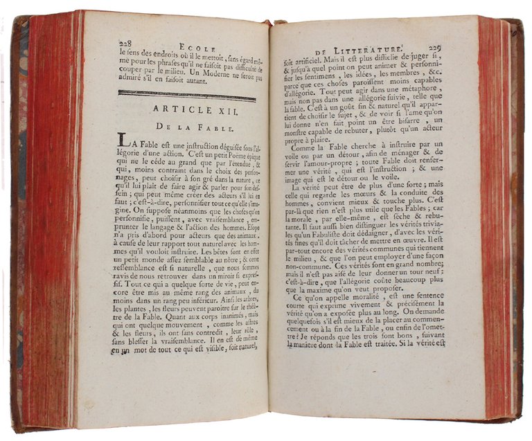 ECOLE DE LITTERATURE Tirée de nos meilleurs Ecrivains. Tome Premier …