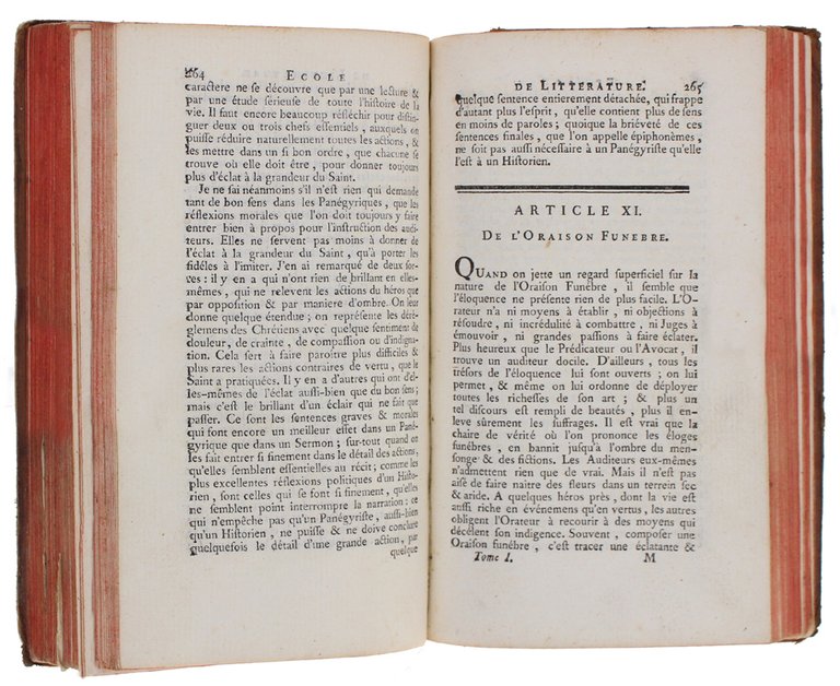 ECOLE DE LITTERATURE Tirée de nos meilleurs Ecrivains. Tome Premier …