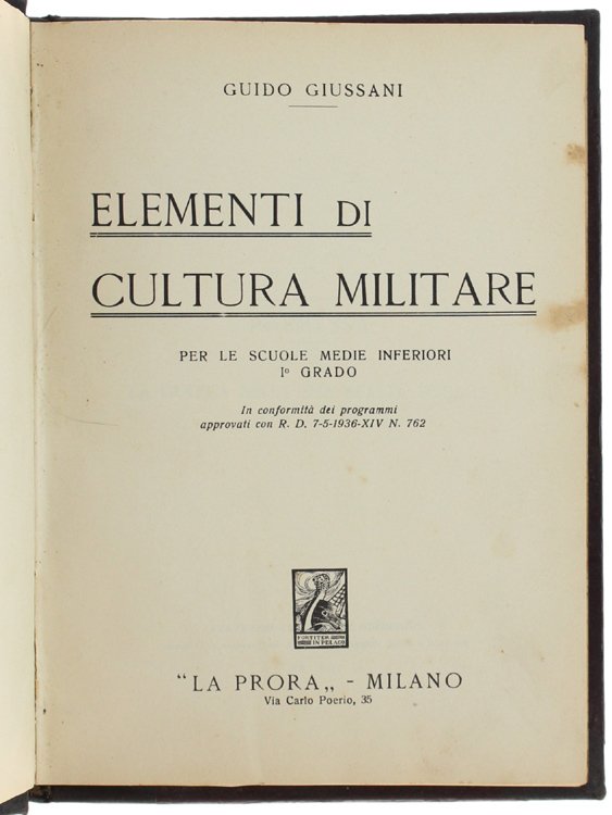 ELEMENTI DI CULTURA MILITARE per le Scuole Medie Inferiori 1° …