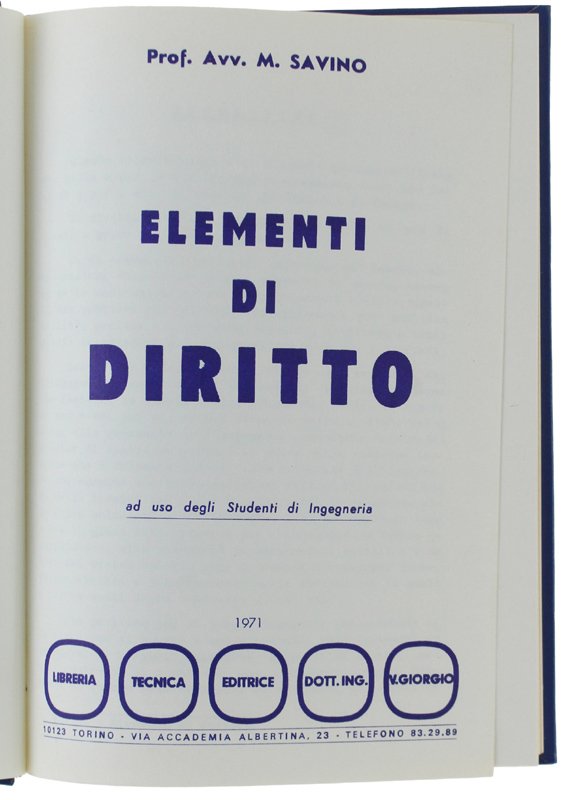 ELEMENTI DI DIRITTO ad uso degli Studenti di Ingegneria.