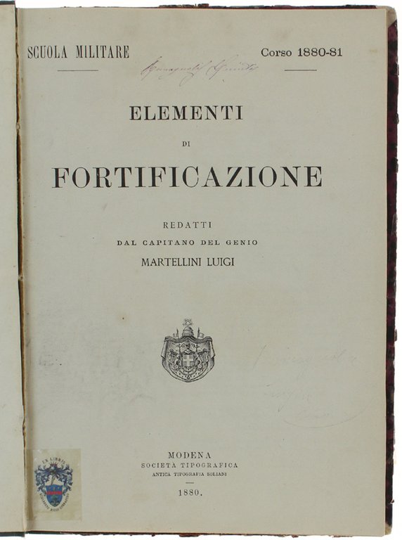 ELEMENTI DI FORTIFICAZIONE redatti dal capitano del genio Martellini Luigi. … | Immagine Gallery 3