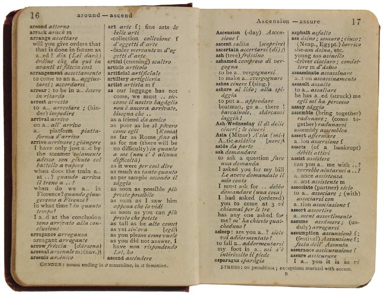 ENGLISH-ITALIAN CONVERSATION DICTIONARY with an italian-english vocabulary and a grammatical …