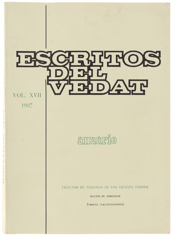 ESCRITOS DEL VEDAT. Anuario Vol. XVII - 1987. | Immagine Gallery 2