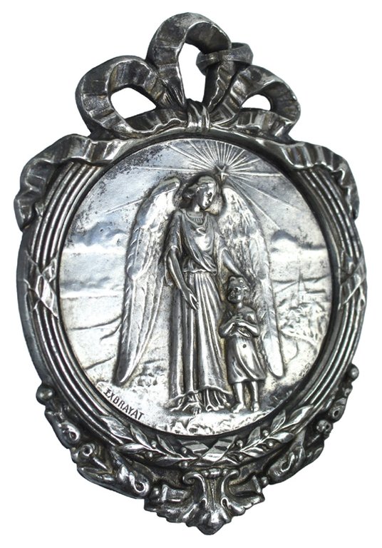 ETIENNE EXBRAYAT (1879-1914): MEDAGLIA ART NOUVEAU: ANGELO CUSTODE. | Immagine Gallery 4