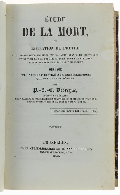 ETUDE DE LA MORT, ou initiation du pretre à la …