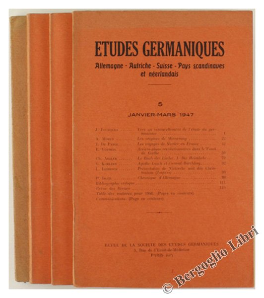 ETUDES GERMANIQUES. Allemagne, Autriche, Suisse, Pays scandinaves et neerlandais. 2me …