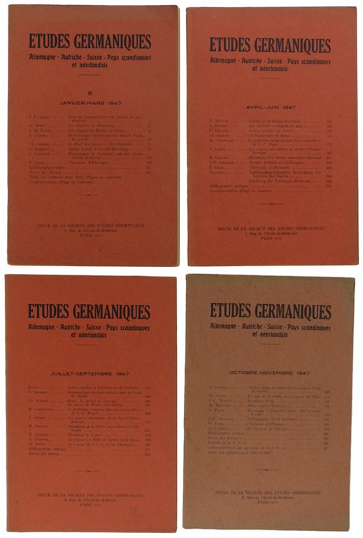 ETUDES GERMANIQUES. Allemagne, Autriche, Suisse, Pays scandinaves et neerlandais. 2me …