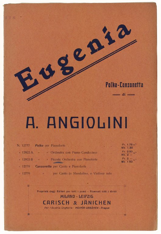 EUGENIA. POLKA-CANZONETTA. Piccola Orchestra con Pianoforte.