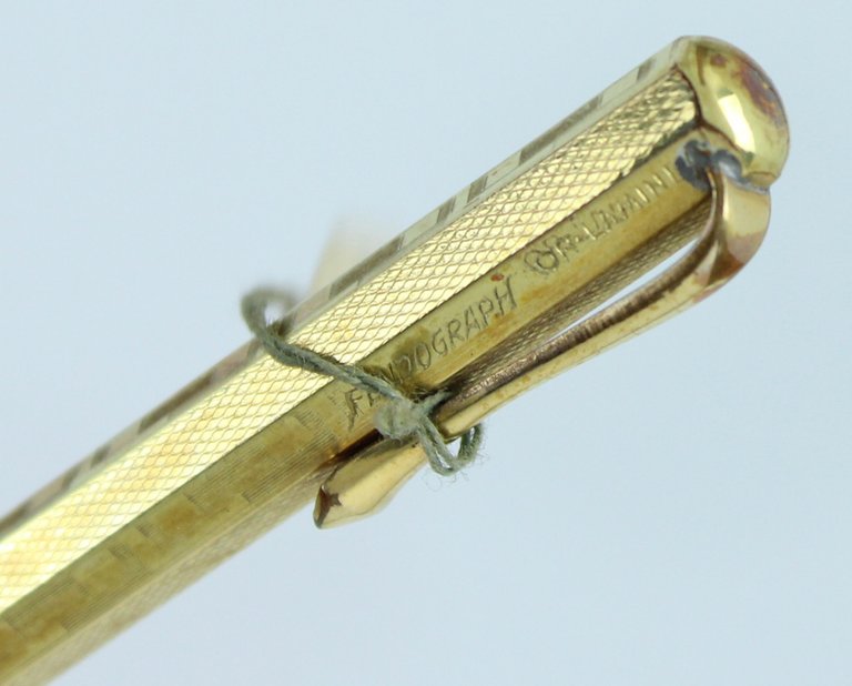 FENDOGRAPH penna portamina vintage (1937), laminata oro. Nuova, con prezzo