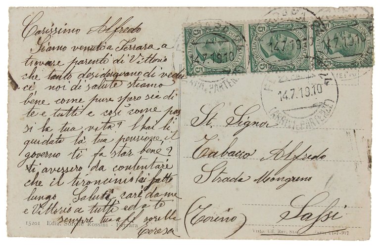 FERRARA: Giardini pubblici, Fontana e Monumento a Garibaldi. Cartolina 1918 …