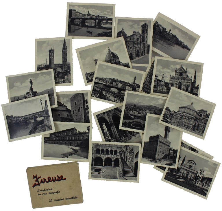 FIRENZE - Riproduzioni da vere fotografie, 20 cartoline fotovelluto.