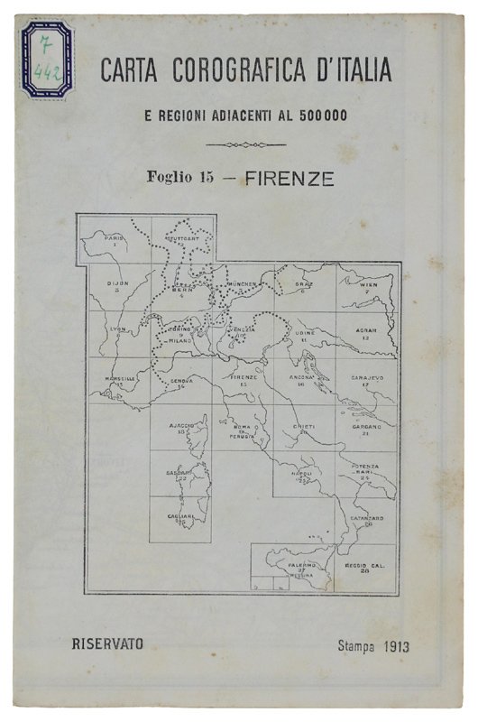 FIRENZE. Foglio 15 della CARTA COROGRAFICA D'ITALIA E REGIONI ADIACENTI …