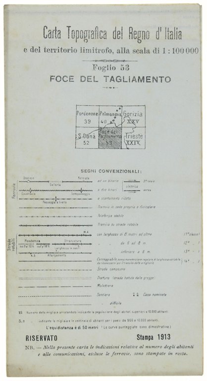 FOCE DEL TAGLIAMENTO. Foglio 53 della Carta Topografica del Regno …