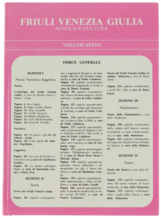 FRIULI VENEZIA GIULIA - SCUOLA E CULTURA. Volume 6°.