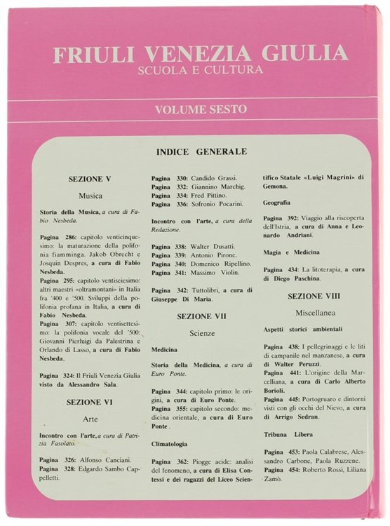 FRIULI VENEZIA GIULIA - SCUOLA E CULTURA. Volume 6°.