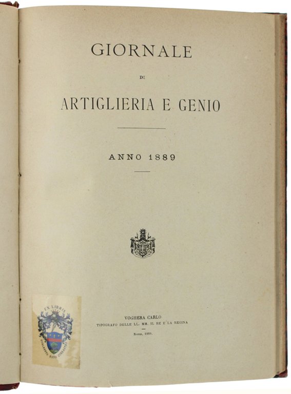 GIORNALE DI ARTIGLIERIA E GENIO. Anno 1889.