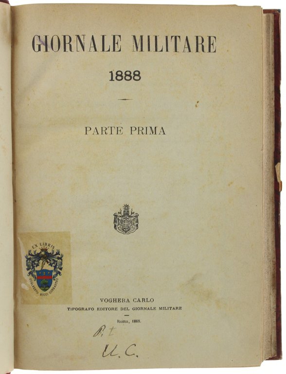 GIORNALE MILITARE 1888. Parte Prima.