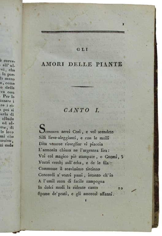 GLI AMORI DELLE PIANTE. Poema con note filosofiche.