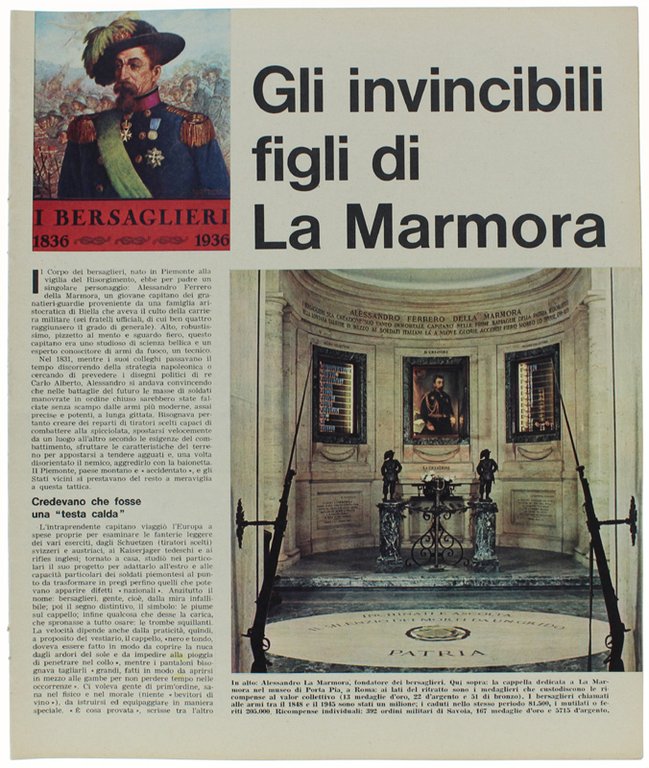 GLI INVINCIBILI FIGLI DI LA MARMORA - I Bersaglieri. Fascicolo-supplemento …