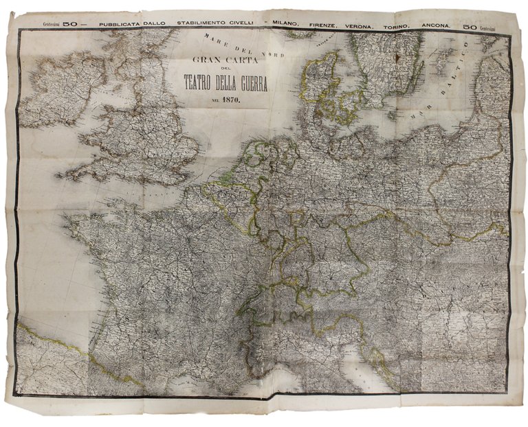 GRAN CARTA DEL TEATRO DELLA GUERRA NEL 1870.
