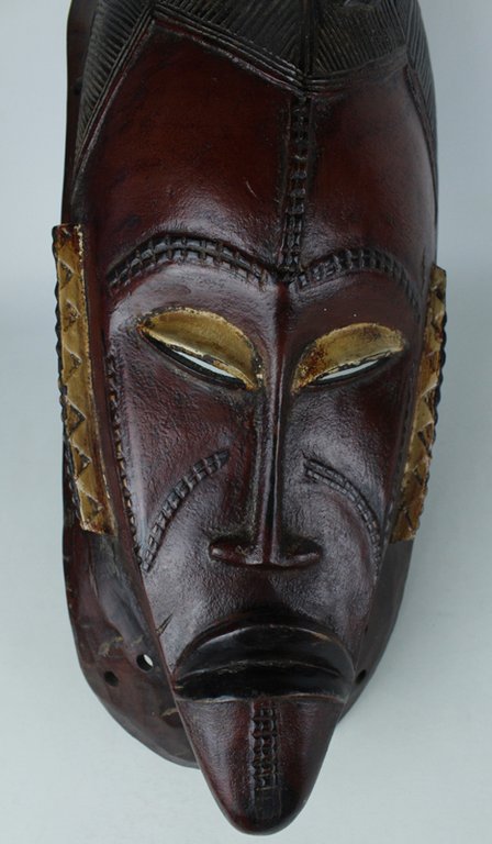 GRANDE MASCHERA AFRICANA, BELLISSIMA, SCOLPITA IN LEGNO e colorata, misura …