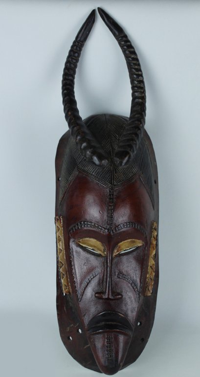 GRANDE MASCHERA AFRICANA, BELLISSIMA, SCOLPITA IN LEGNO e colorata, misura …