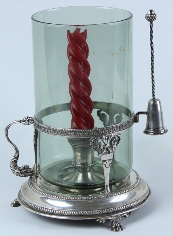 GRANDE PORTACANDELA CANDELABRO ARGENTO 800 + CRISTALLO