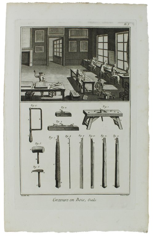 GRAVURE EN BOIS. Contenant trois planches. "Recueil de planches sur …