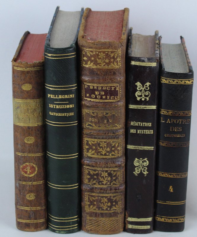 LOTTO 5 LIBRI ANTICHI: 1747-1860 con pregiate legature in pelle. …