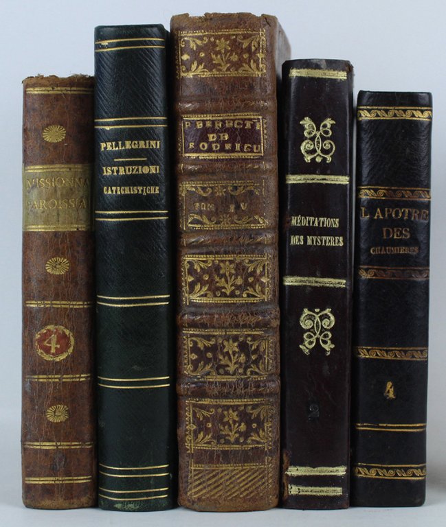 LOTTO 5 LIBRI ANTICHI: 1747-1860 con pregiate legature in pelle. …