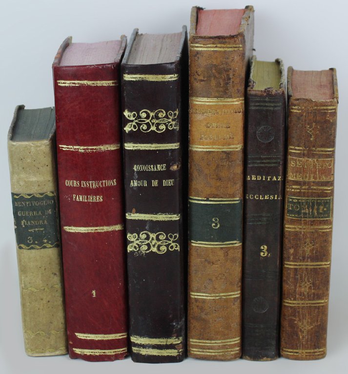 LIBRI ANTICHI: 6 volumi 1662-1829 con preziose legature in pelle/pergamena. …