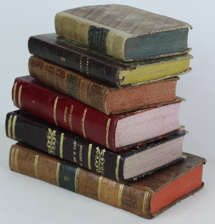 LIBRI ANTICHI: 6 volumi 1662-1829 con preziose legature in pelle/pergamena. …