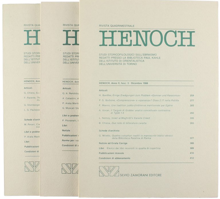 HENOCH. Vol. X. Studi storicofilologici sull'ebraismo redatti presso la biblioteca …