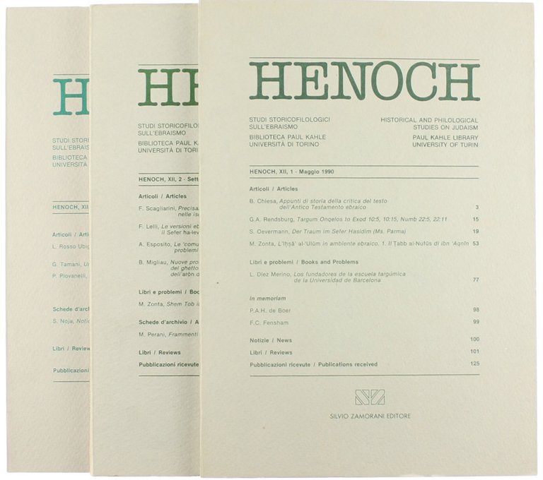 HENOCH. Vol. XII. Studi storicofilologici sull'ebraismo redatti presso la biblioteca …