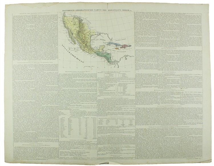 HISTORISCH-GEOGRAPHISCHE CARTE DES FREISTAAST MEXICO (Guatemala, Cuba,.). Historisch-geographisc-genealogischer Atlas, No. …
