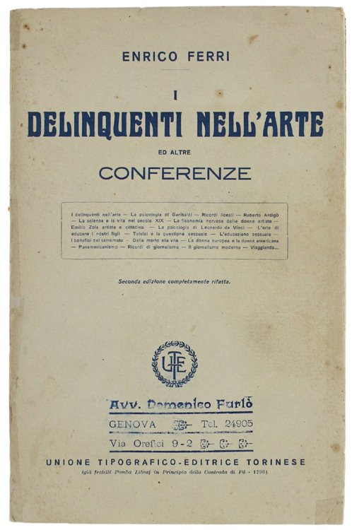 I DELINQUENTI NELL'ARTE ed altre conferenze e saggi di scienza …