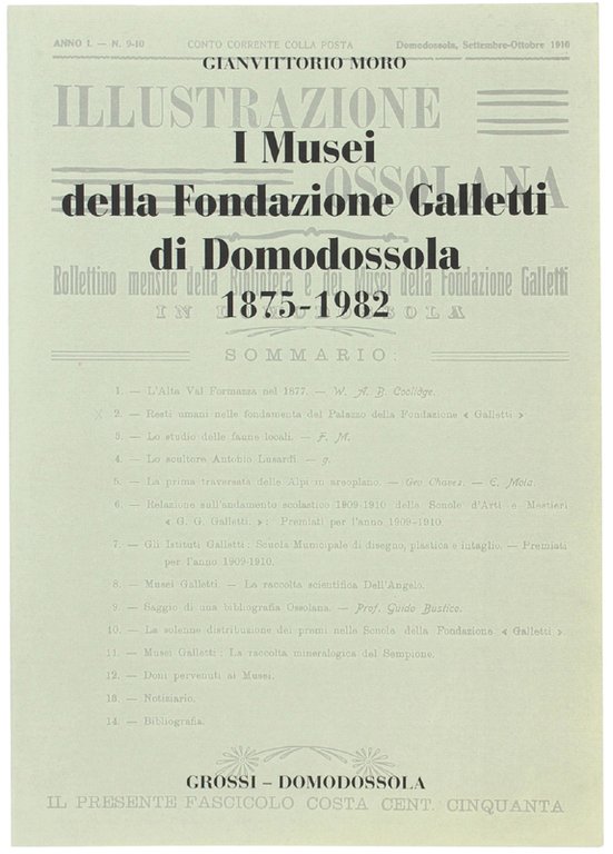 I MUSEI DELLA FONDAZIONE GALLETTI DI DOMODOSSOLA 1875-1982.