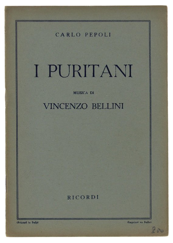 I PURITANI. Melodramma serio in tre parti. Musica di Vincenzo … | Immagine principale
